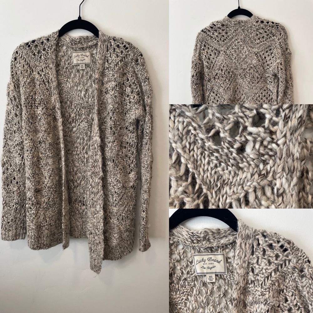 lucky brand woven tan cardigan